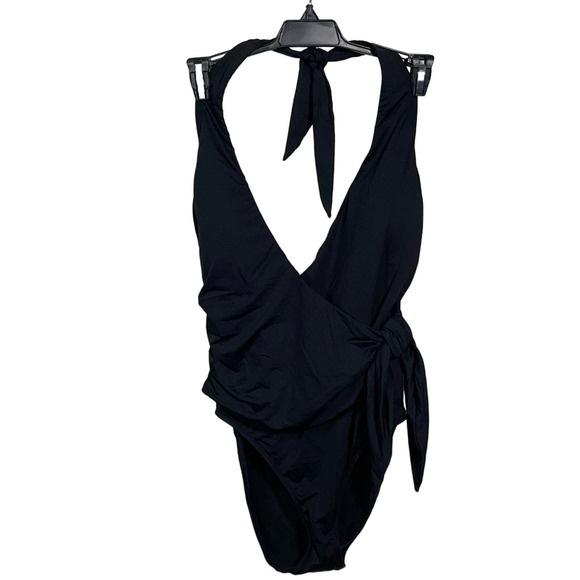 Lauren Ralph Lauren Halter wrap Side-Tie Tummy-Control swimsuit black 6 - Picture 12 of 14